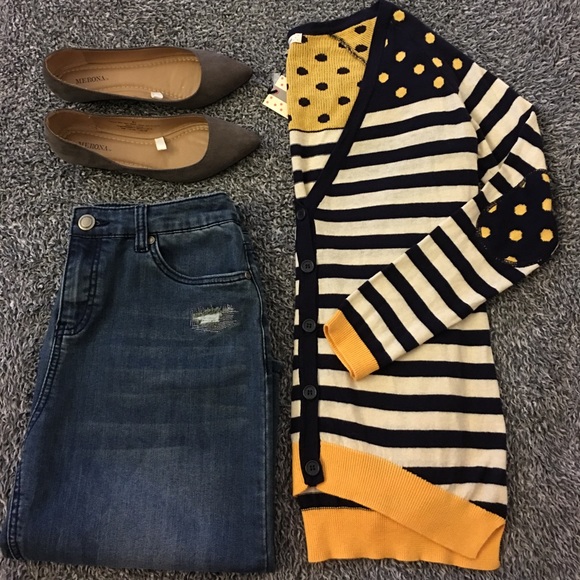 Pink Rose Sweaters - NWT—Striped & polka dot cardigan!